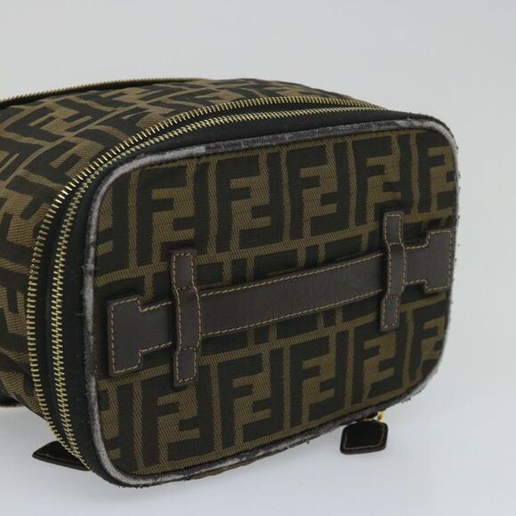 Pre Loved FENDI  Zucca Canvas Vanity Cosmetic Pouch Black Brown Auth yb401 - Picture 5 of 10